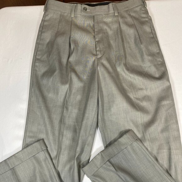 NWT Men's Perry Ellis Portfolio Pleated Dress Pants 32x32 Polyester Blend Gray - Picture 1 of 7